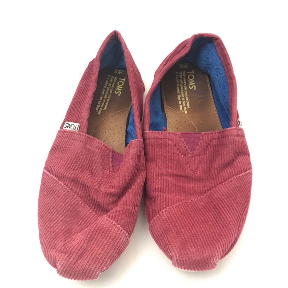 TOMS Shoes Classic Burgundy Heritage Corduroy Sz 8